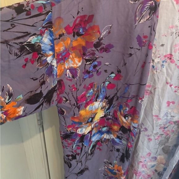 Anthropologie JODIFL Floral Kimono Cardigan Purple and Multicolor Floral - Picture 3 of 5